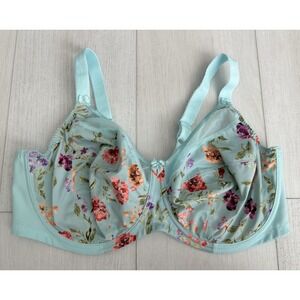 Goddess Kayla Banded Underwire Bra Sz 44G Blue Floral Colorful